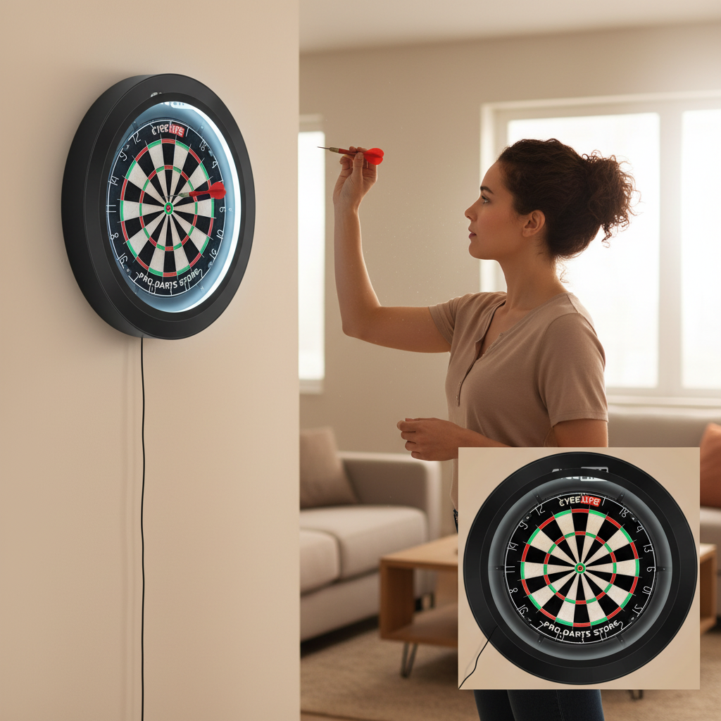 Dart Board Lighting System – LED Dartboard Light Ring with Focused Illumination for Professional Practice, Game Rooms, Bars and Competitions