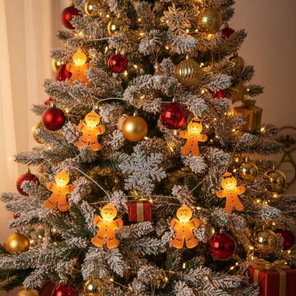 Gingerbread Man String Lights – 10 LED Christmas Fairy Lights for Trees, Bedrooms and Holiday Decor