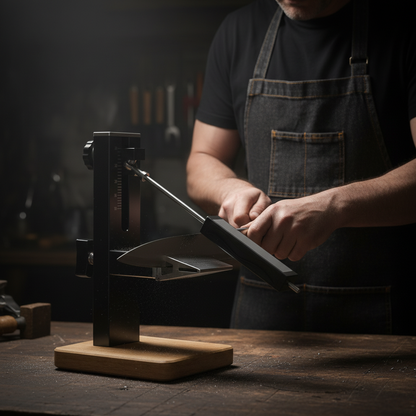 Professional Knife Sharpener System – CNC Aluminum Alloy Fixed-Angle Sharpener with Adjustable 10–30° Angle and Solid Wood Base