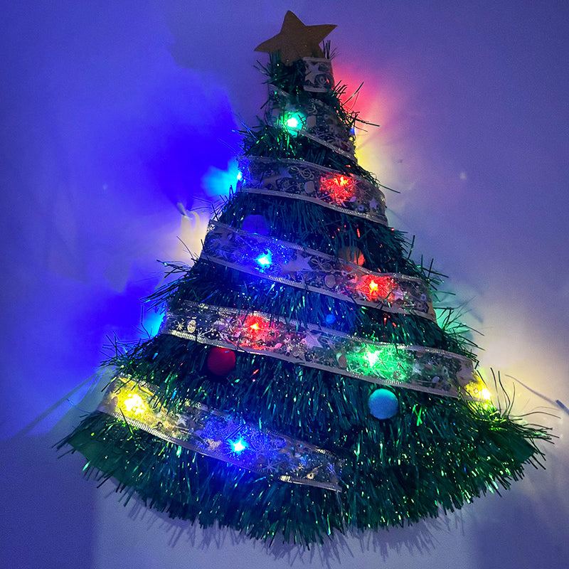 LED Light Up Santa Hat – Glowing Christmas Tree Ribbon Cap for Holiday Parties, Costumes, Photos and Festive Celebrations