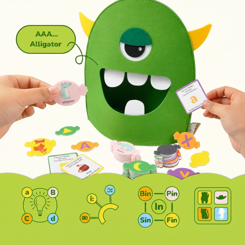 Montessori Alphabet Matching Game - Felt Letter Recognition Learning Toy with Colors, Shapes and Early Educational Activities