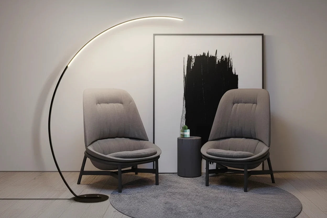 Nordic Half Moon Floor Lamp – Dimmable LED Arc Light for Living Room, Bedroom and Modern Home Interior Decor