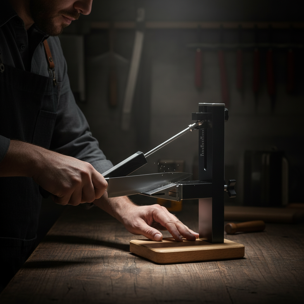Professional Knife Sharpener System – CNC Aluminum Alloy Fixed-Angle Sharpener with Adjustable 10–30° Angle and Solid Wood Base