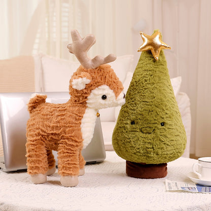 Kawaii Christmas Plush Tree and Elk Doll – Soft Holiday Stuffed Toy for Home Decor and Kids Gifts