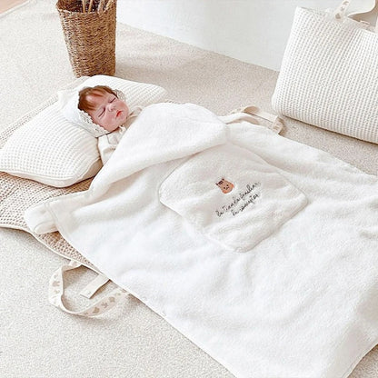 Cartoon Bear Baby Blanket – Plush Windproof Stroller Swaddle for Warm Travel Comfort and Newborn Care