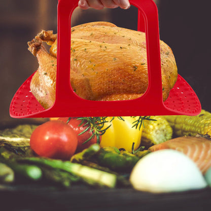 Food Grade Silicone Turkey Lifter Mat – Heat Resistant Non-Stick Poultry Cooking Rack for Roasting, Grilling and Easy Kitchen Food Preparation