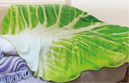 Double Sided Flannel Blanket – Soft Cabbage Pattern Throw for Sofa, Living Room, Bedroom and Cozy Winter Comfort