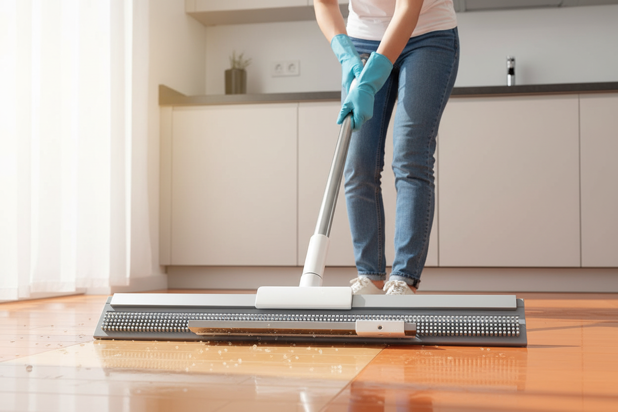 Silicone Magic Floor Squeegee Broom – 180° Flexible Wet and Dry Water Wiper for Bathrooms, Toilets, Kitchens and Living Rooms
