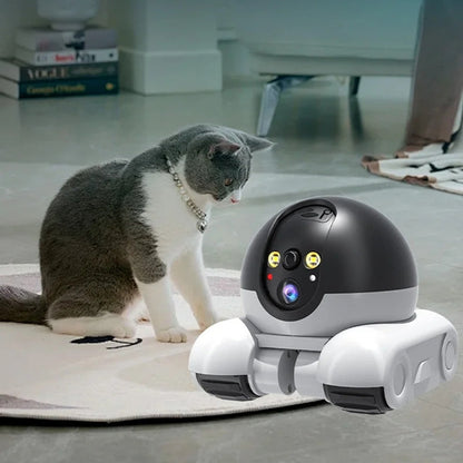 Rotating Pet Camera –360°  Interactive Home Security Camera with Two-Way Audio, Night Vision Detection and Remote Monitoring for Dogs and Cats