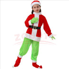 Green Monster Christmas Costume – Kids Holiday Outfit with Pants for Festive Cosplay