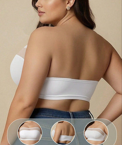 Plus Size Bandeau Bra – Seamless Strapless Wireless Tube Bra with Non Slip Support for Weddings and Daily Wear