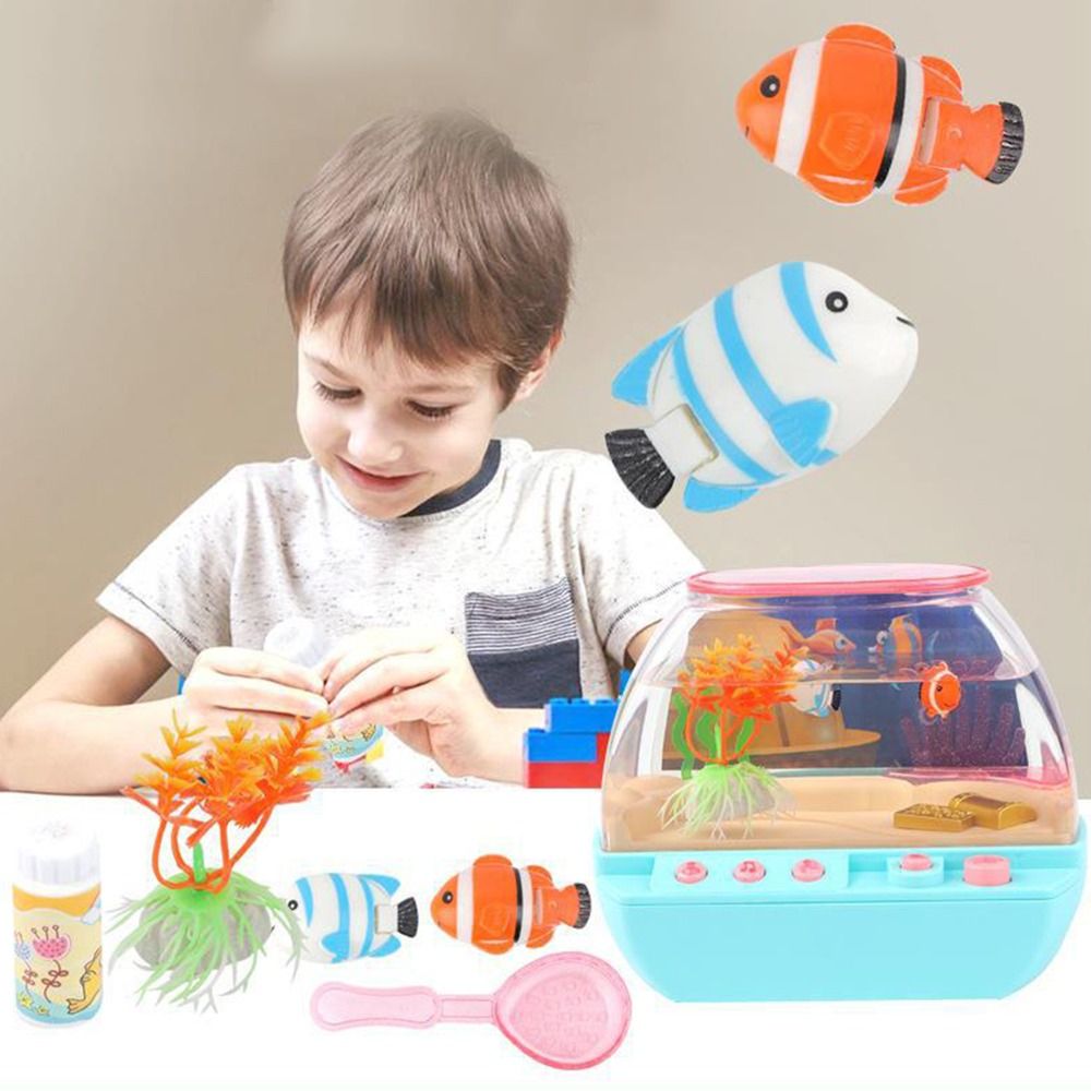 Interactive Aquarium Toy-Musical Mini Fish Tank Playset with Lights Sounds and Educational Entertainment for Children