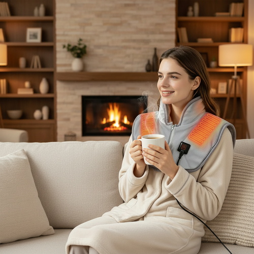 USB Heated Neck Shoulder Wrap – Electric Heating Pad with Three Heat Levels for Back, Neck and Shoulder Pain Relief