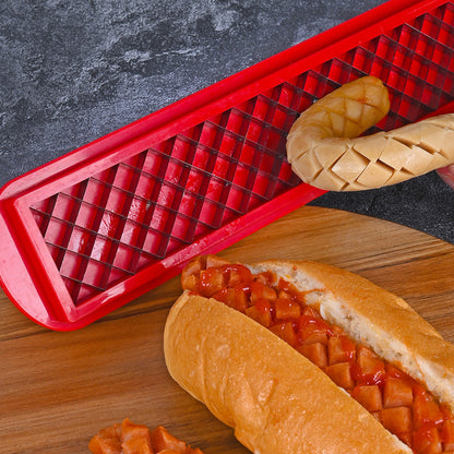 Stainless Steel Hot Dog Slicer – Multifunction Precision Mesh Sausage Cutter for Fast, Even Kitchen Prep, Parties, Snacks and Creative Food Presentation