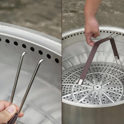 Ergonomic Fire Pit Lid Lifter Tool - Stainless Steel Hook Handle for Safe Fire Pit Cover Removal and Outdoor Cooking
