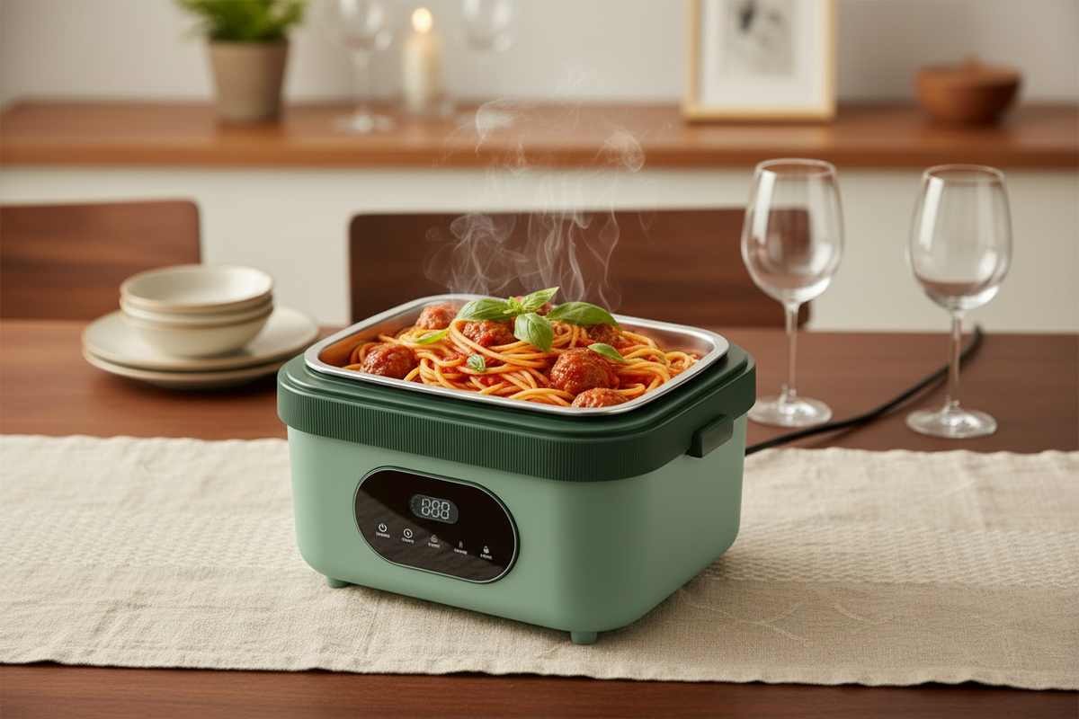 Gison Heated Lunch Box – 18000mAh Portable Electric Food Warmer with LED Display for Work, Car and Travel Meals