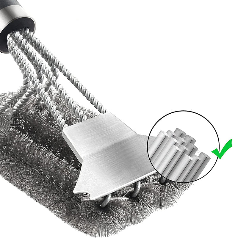 Stainless Steel Grill Brush – 18-Inch Heavy Duty BBQ Cleaning Tool with Scraper and Deluxe Handle for Safe Outdoor Grill Maintenance