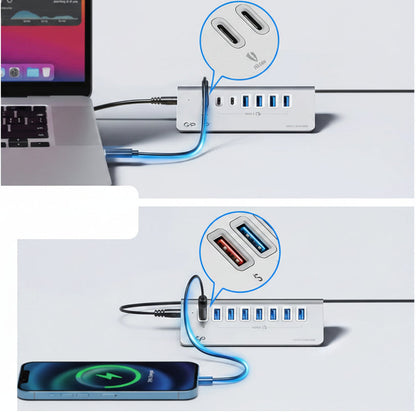 USB 3.2 Hub Splitter – 4/7-Port USB-A and Type-C Docking Station with Card Reader, Charging and Switch Adapter for MacBook PC Laptop