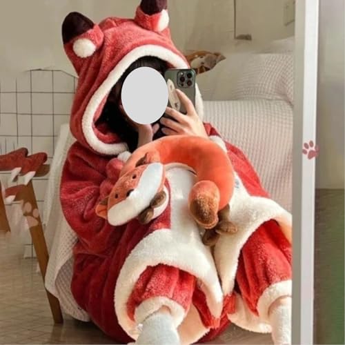 Women's Kigurumi Pajama Robe - Cartoon Animal Sleepwear for Cozy Winter Nights and Fun Lounging