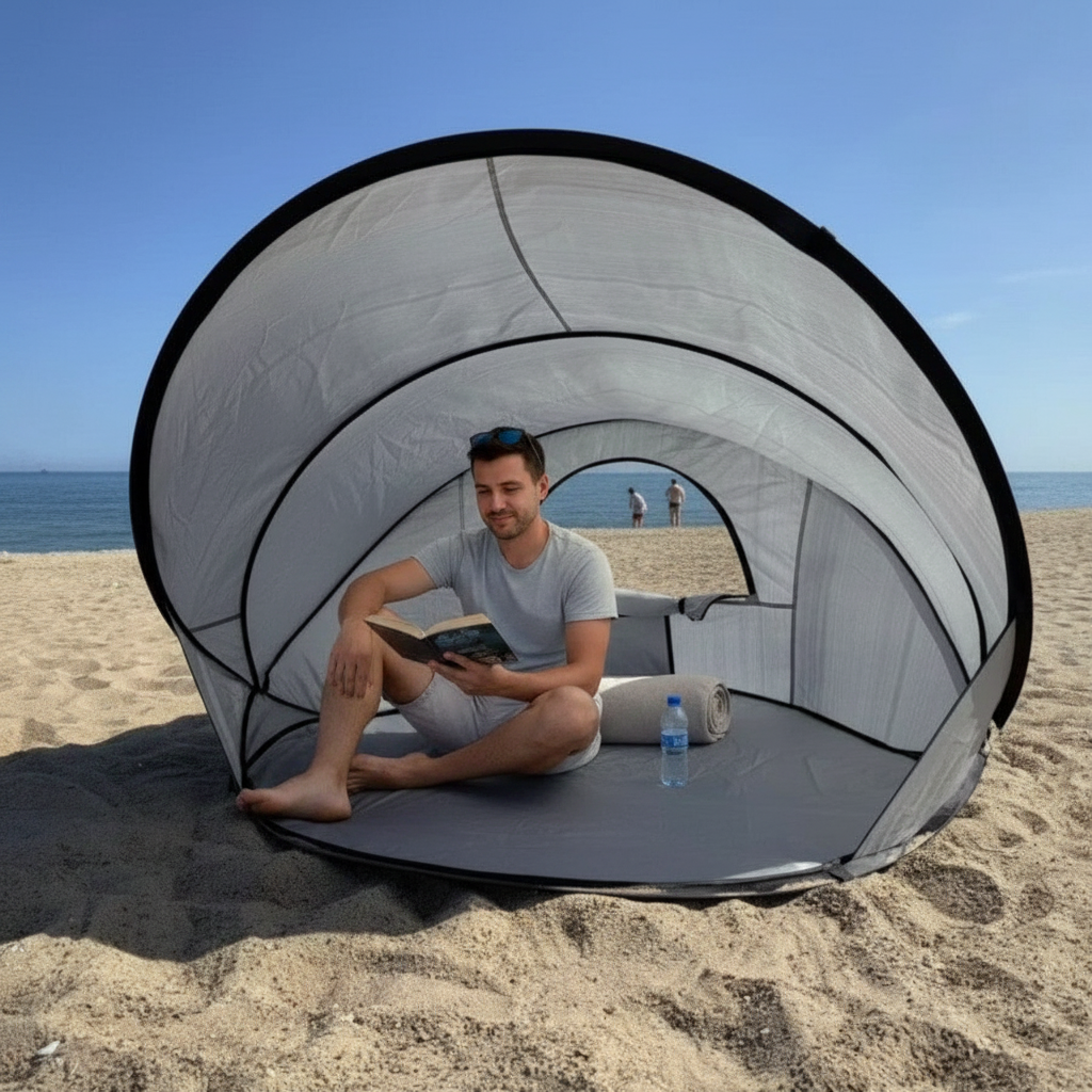Automatic Beach Tent – Windproof Seaside Sun Shelter with Quick-Open Design, Sunroof and UV Protection for Family Beach Trips and Outdoor Play