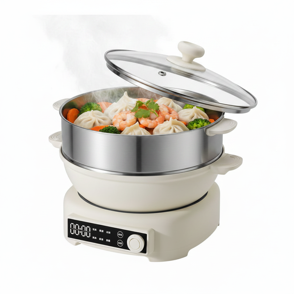 Multifunction Electric Hot Pot – 5L Steam Cooker Frying Pan and Kitchen Cooking Pot for Convenient Family Meals.