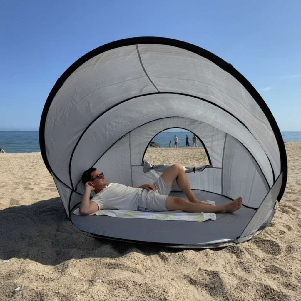 Automatic Beach Tent – Windproof Seaside Sun Shelter with Quick-Open Design, Sunroof and UV Protection for Family Beach Trips and Outdoor Play