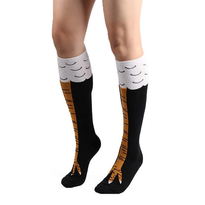 Funny 3D Chicken Print Socks – Stretch Cotton Cartoon Cosplay Knee High Socks for Gifts and Everyday Fun Fashion