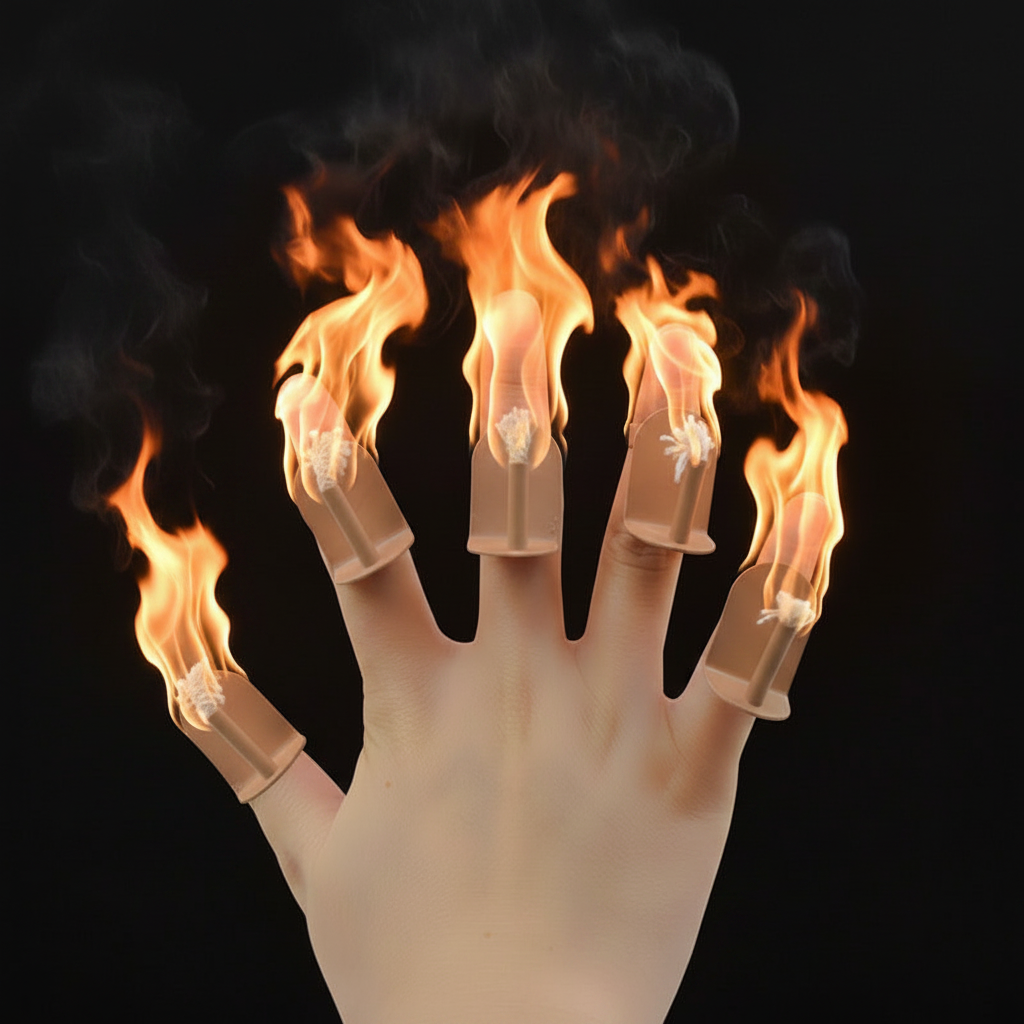 Finger Fire Magic Trick Set – Professional Flame Illusion Props for Stage Performances, Street Magic and Entertainment Shows