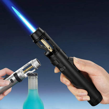 Windproof Jet Flame Torch Lighter – Refillable Metal Gas Lighter for BBQ, Kitchen Cooking, Cigars, Camping and Outdoor Survival
