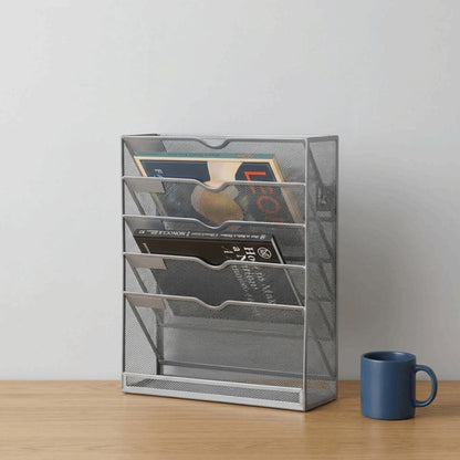 Mesh File Organizer – 5-Tier Desktop and Wall Mount Document Holder for Letters, Mail, Files and Office Organization