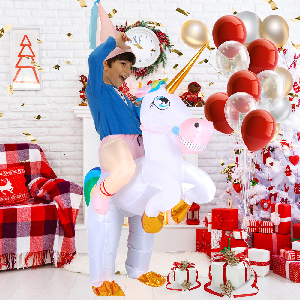 Inflatable Unicorn Costume for Kids - Funny Riding Unicorn Halloween Outfit for Parties and Special Events