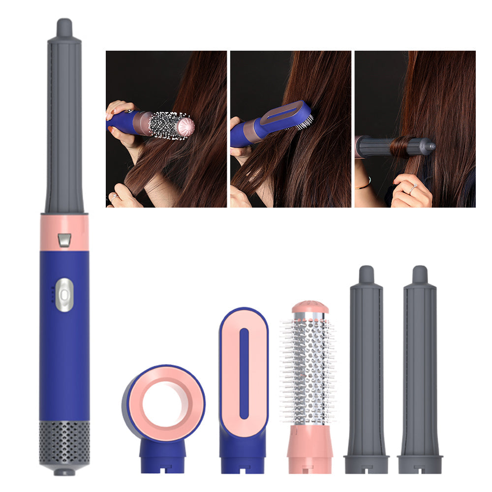 Professional 5-in-1 Hair Dryer Brush – Fast-Heating Hot Air Styler with Curling Iron, Diffuser and Comb Attachments for Versatile Hair Styling