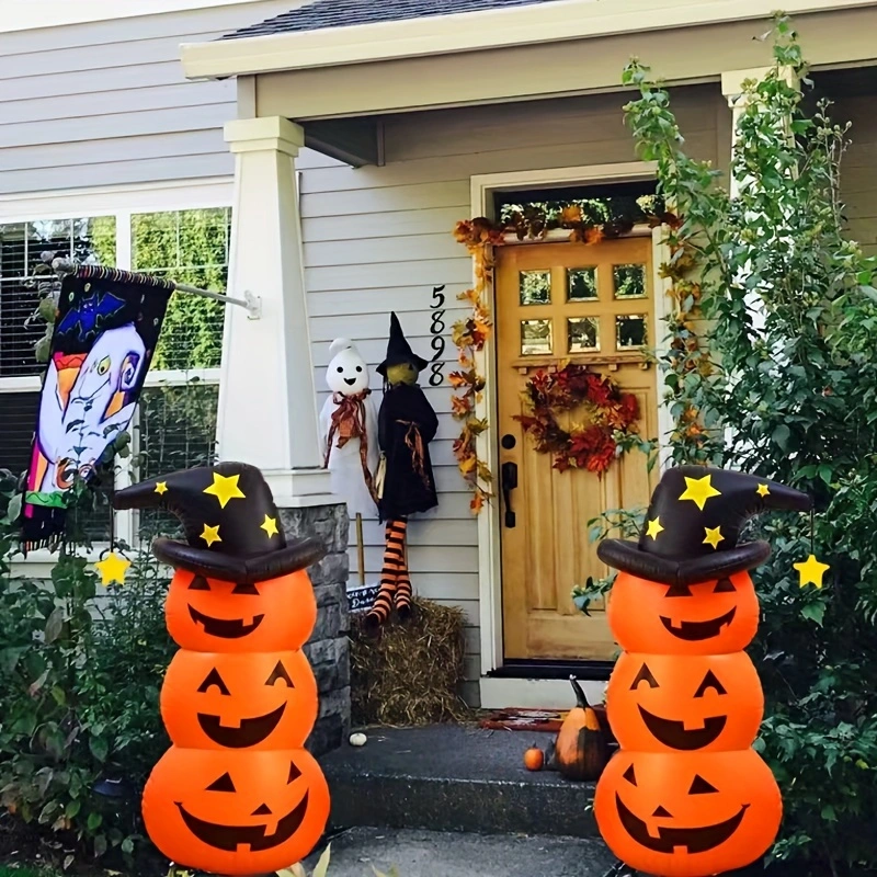 Halloween Inflatable Pumpkin Ghost Decoration - PVC Party Prop for Haunted House Displays and Seasonal Festivities