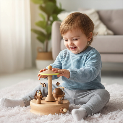 Wooden Cradle Music Box – Handcrafted Rotating Keepsake Ornament for Birthdays, Festivals, Home Decoration and Meaningful Gifts