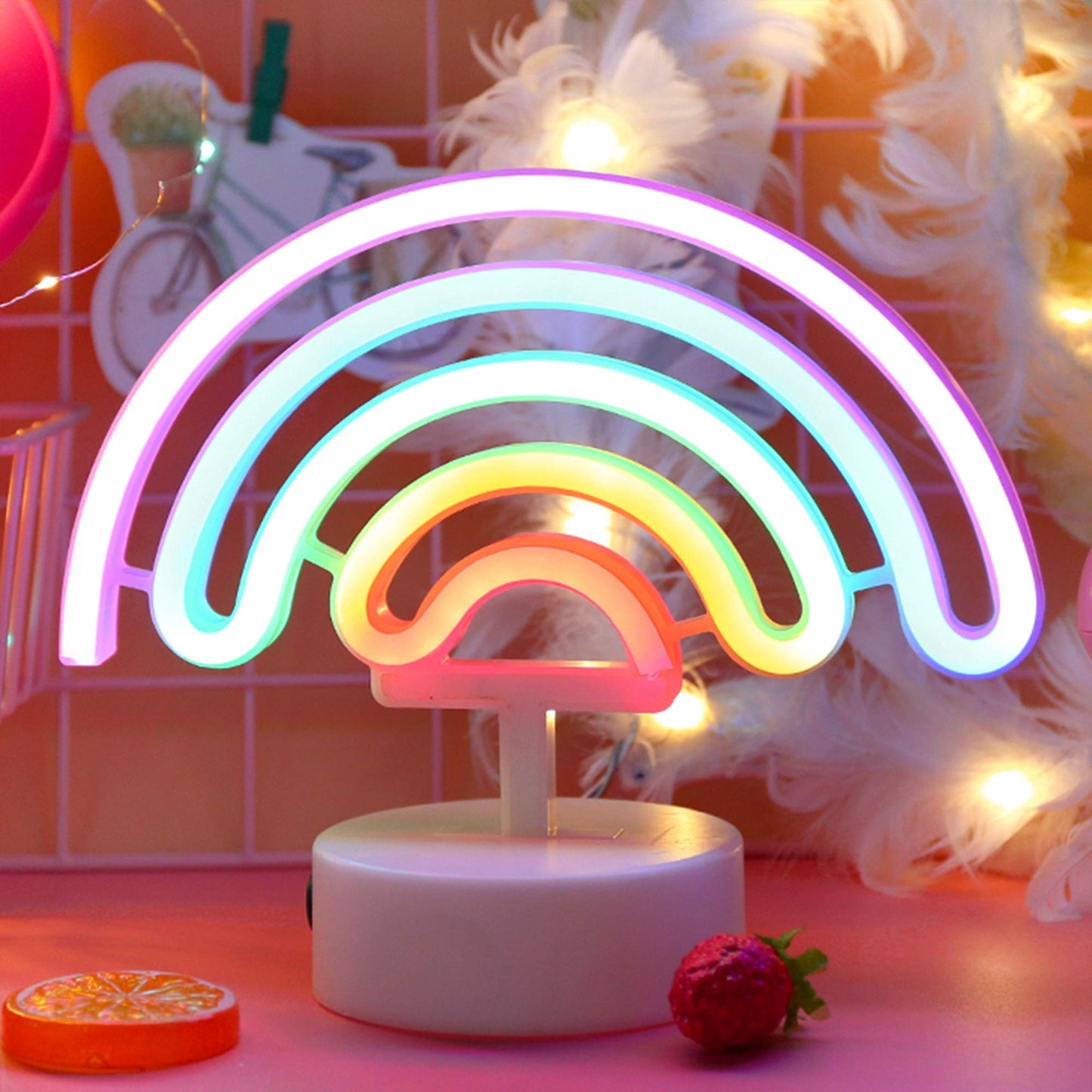 Desktop Neon Light Sign-USB Battery Powered Decorative LED Lamp for Weddings Parties and Romantic Room Decor