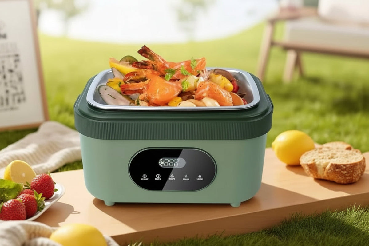 Gison Heated Lunch Box – 18000mAh Portable Electric Food Warmer with LED Display for Work, Car and Travel Meals