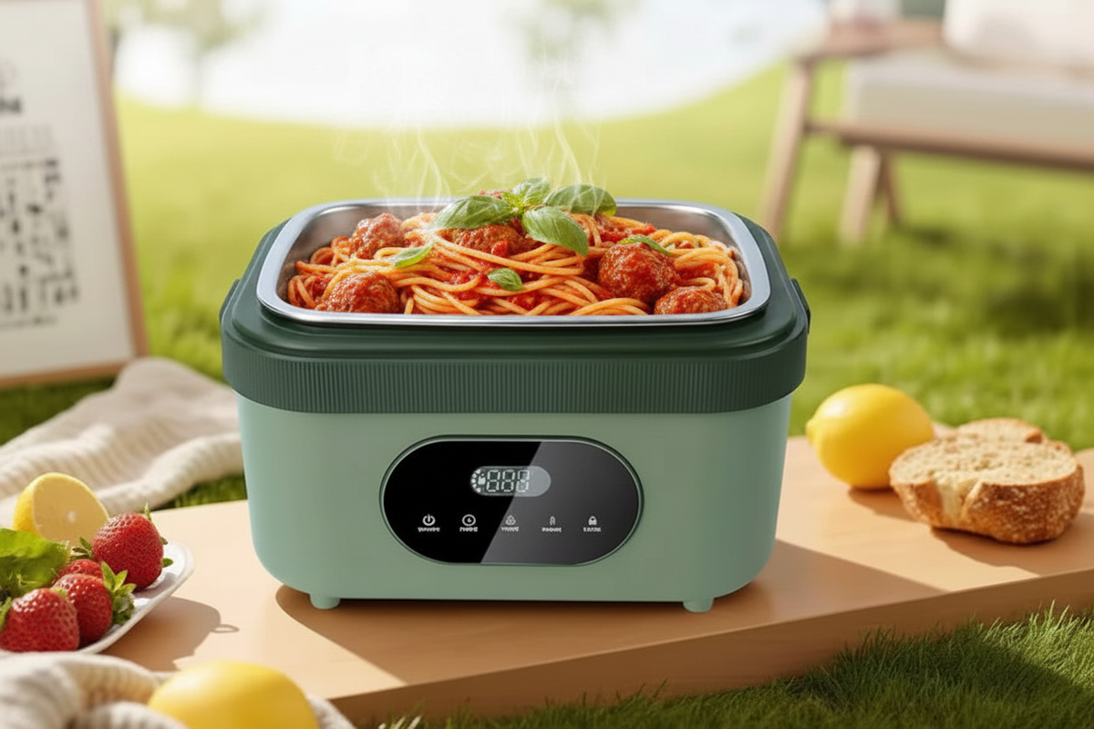 Gison Heated Lunch Box – 18000mAh Portable Electric Food Warmer with LED Display for Work, Car and Travel Meals