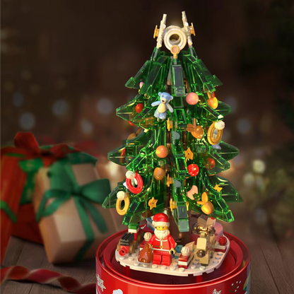 Pink Christmas Tree Shop Building Blocks – Desktop Display Model with Dust Cover for Holiday Collectors and Creative Gifts