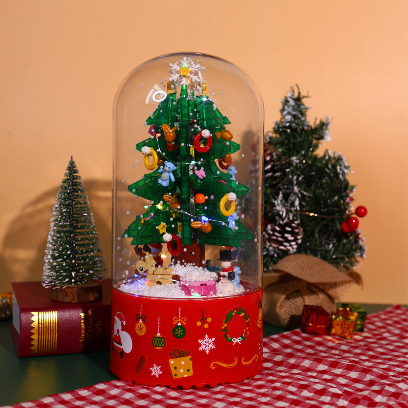 LED Crystal Christmas Tree Building Set – Rotating Musical DIY Holiday Model for Family Display and Christmas Gifts