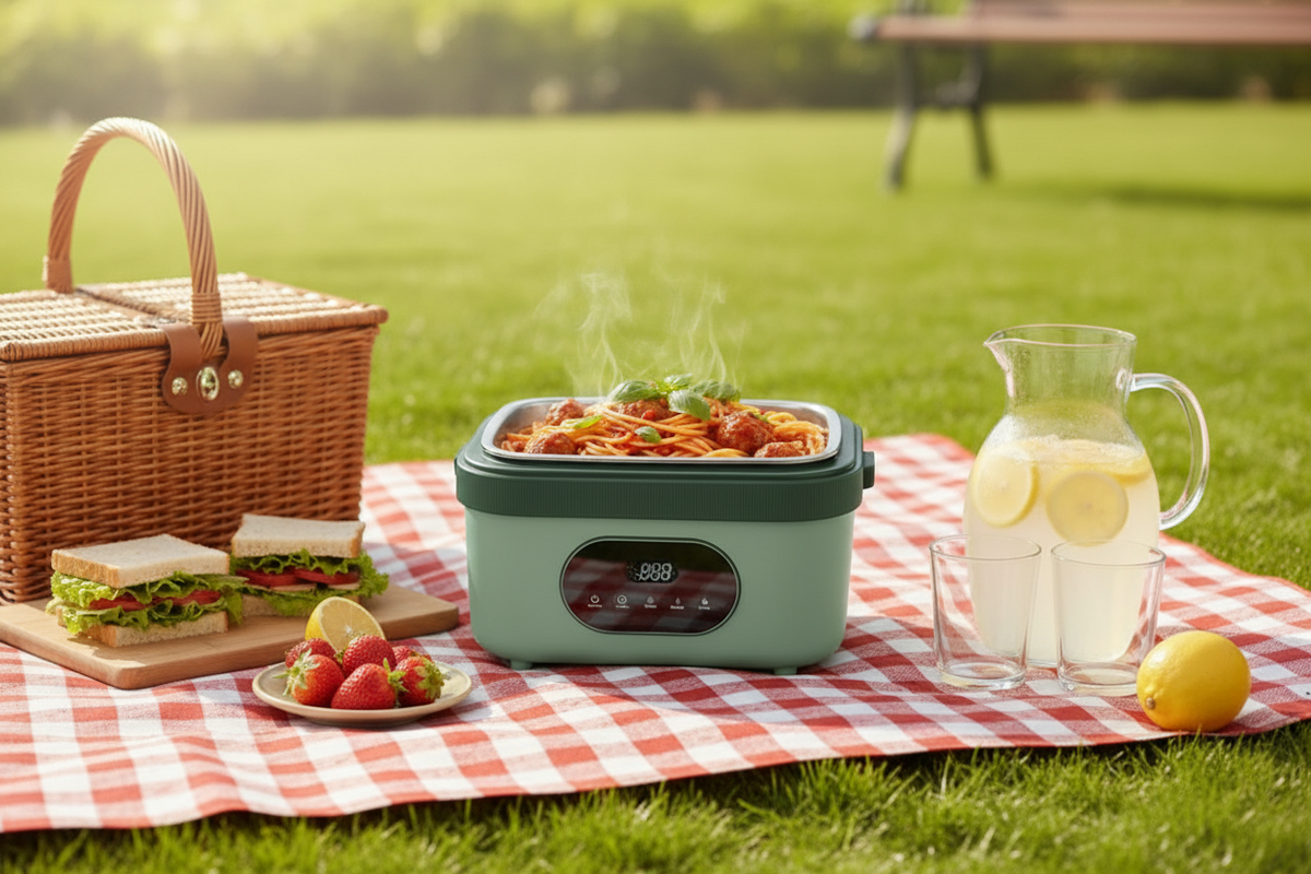 Gison Heated Lunch Box – 18000mAh Portable Electric Food Warmer with LED Display for Work, Car and Travel Meals