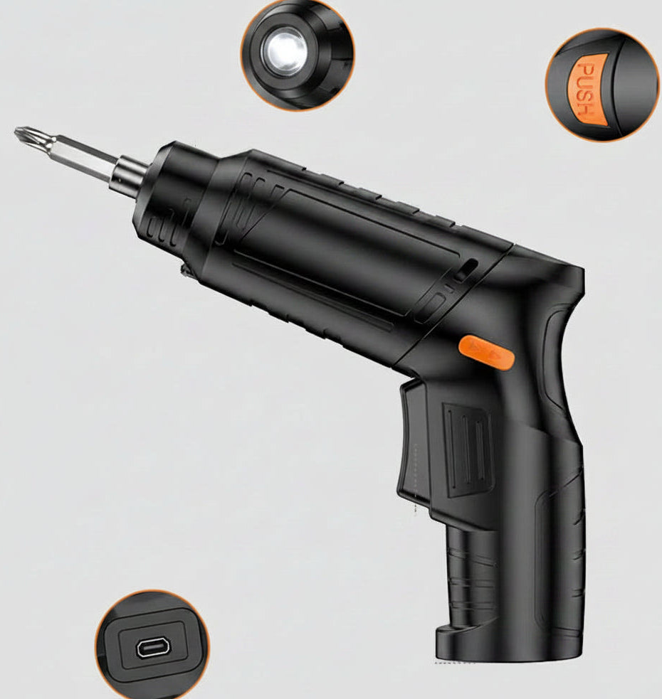Electric Screwdriver – 2-in-1  4.5N·m Cordless Power Driver with Manual Mode, USB Charging and Compact Design for Furniture Cabinet Assembly