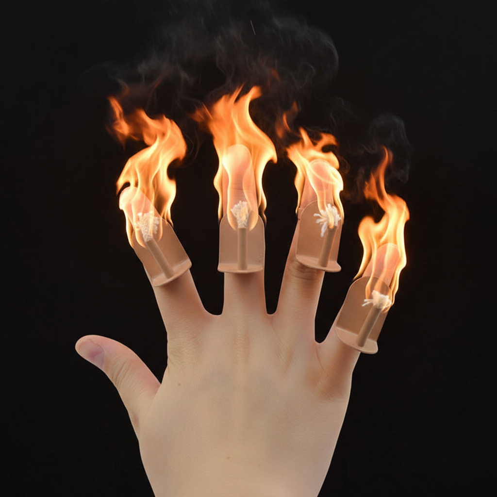 Finger Fire Magic Trick Set – Professional Flame Illusion Props for Stage Performances, Street Magic and Entertainment Shows