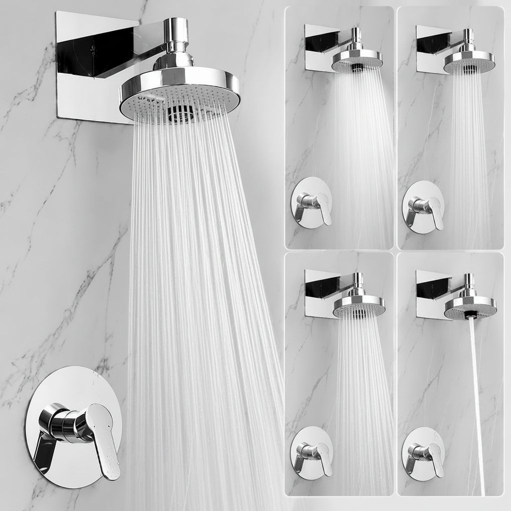 Rainfall Shower Head – 5-Mode Large 175MM High-Pressure Ceiling-Mounted Top Spray with Adjustable Flow for Luxurious Bathroom Shower Upgrades