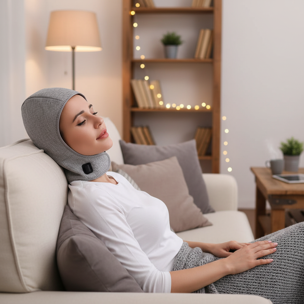 Red Light Heating Hat – Warm Head and Neck Relaxation Cap for Soothing Comfort, Stress Relief and Calming At-Home Rest Sessions