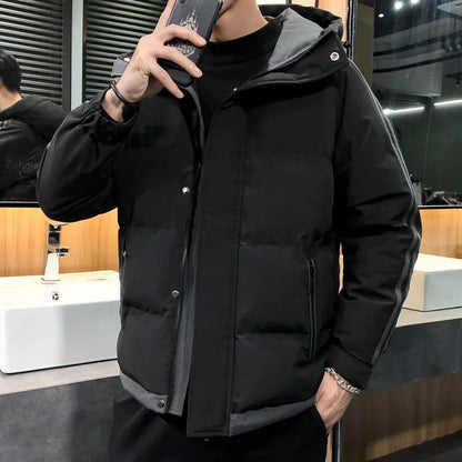 Men's Quilted Winter Jacket - Heavyweight Windproof Padded Coat for Skiing, Outdoor Wear and Cold Weather