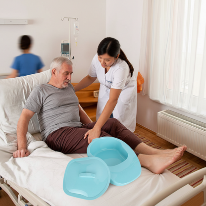 Portable Bedpan with Cover – Household Toilet Bedpan for Bedridden Patients, Elderly Adults, Pregnant Women and Limited Mobility Care