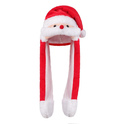 Moving Ear Christmas Hat – Cartoon Santa Reindeer Party Hat with Jumping Ears for Holiday Events and Festive Photos