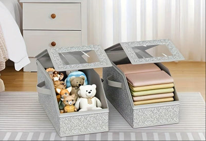 Foldable Hat Storage Box – Large Capacity Dustproof Organizer with Clear Window for Baseball Caps, Clothing Hats and Closet Storage