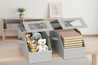 Foldable Hat Storage Box – Large Capacity Dustproof Organizer with Clear Window for Baseball Caps, Clothing Hats and Closet Storage