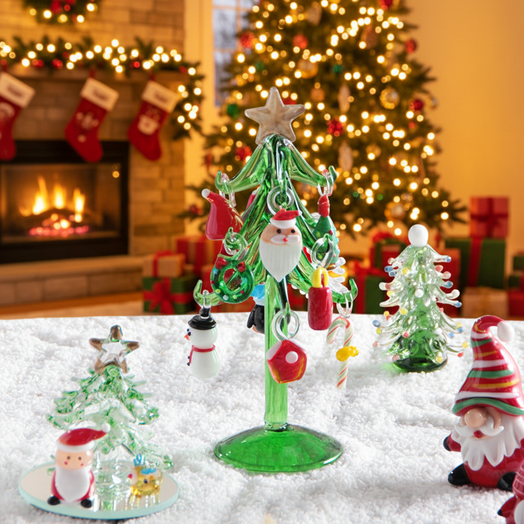 Murano Glass Christmas Tree – Handmade Holiday Figurine Ornament for Luxury Seasonal Home Decor and Memorable Gifts
